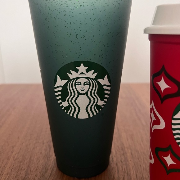 Starbucks Red Cup 2023 Green Sparkle Cup Red Cup Day 2022 Lot Of 5 Starbucks Cup - Picture 3 of 5